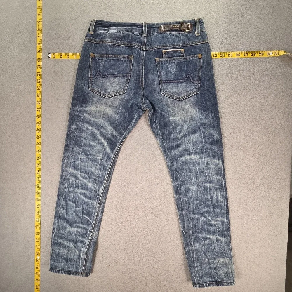 Selvedge Jeans Womens Blue Medium Wash Slim Whiskers Honeycomb Fits‎ 29x26